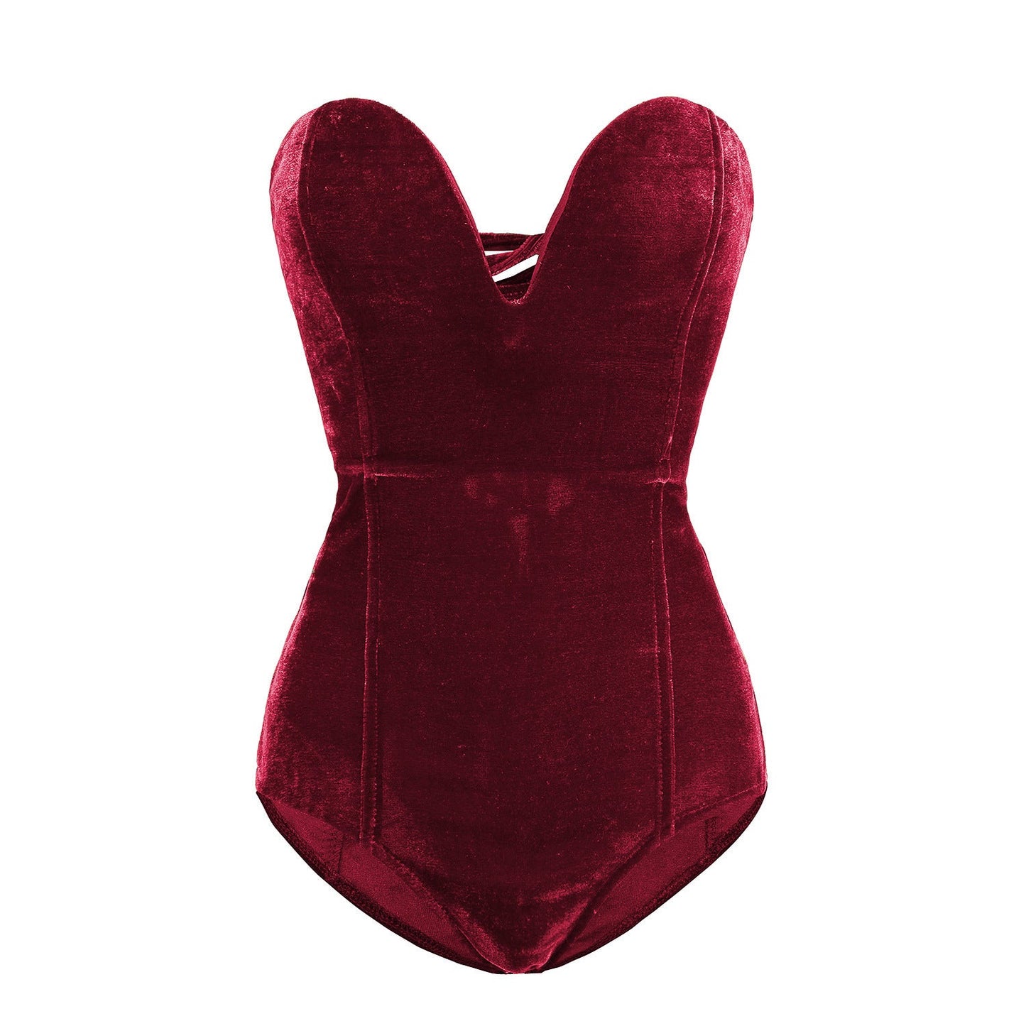 Tube Top Velvet Bodysuit Leotard Corset Back