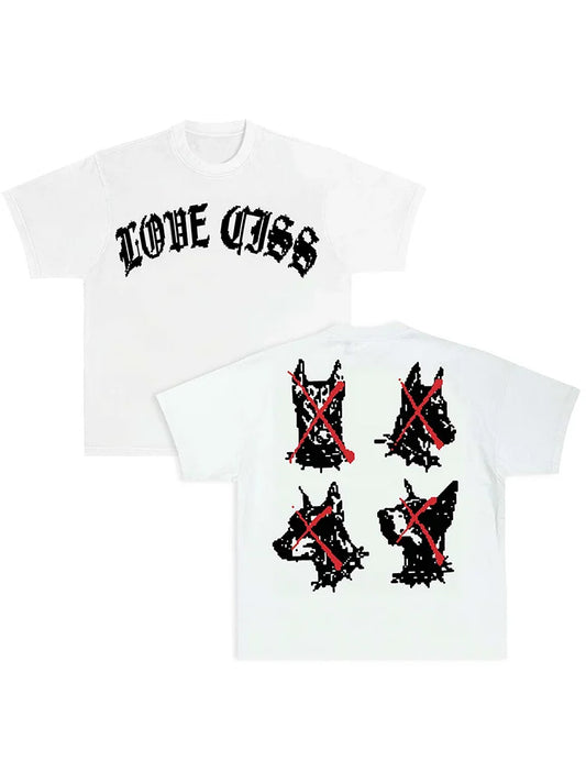 Casual Doberman Graphic Cotton Short Sleeve T-Shirt