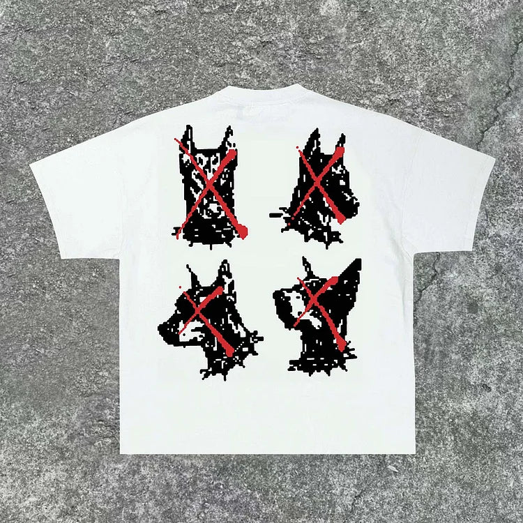 Casual Doberman Graphic Cotton Short Sleeve T-Shirt