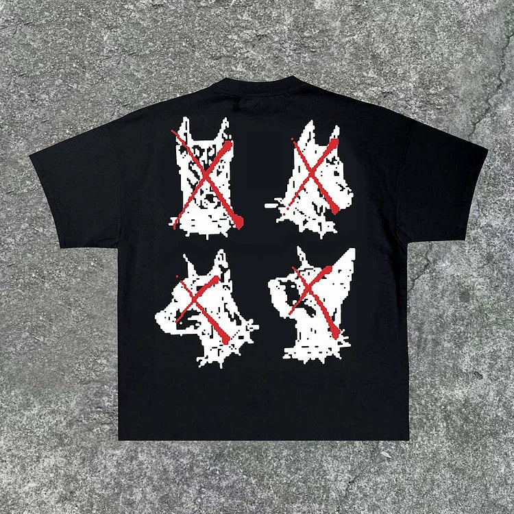 Casual Doberman Graphic Cotton Short Sleeve T-Shirt