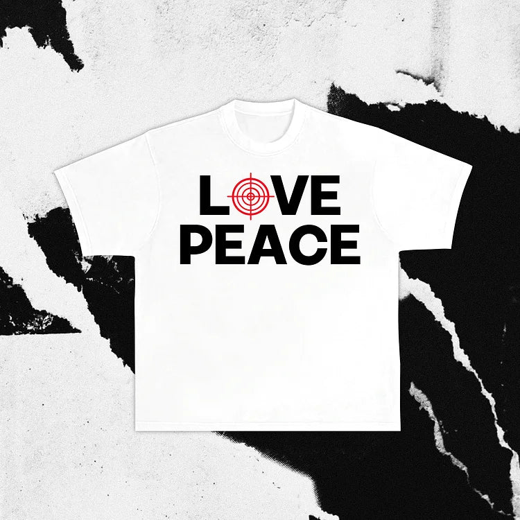 Casual Love And Peace Printed  Cotton Short Sleeve T-Shirt