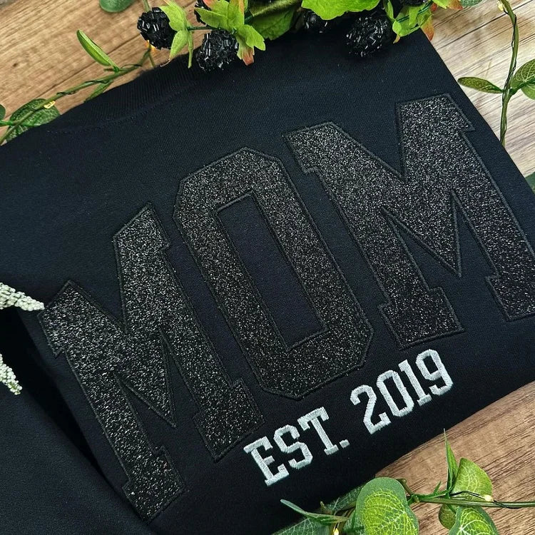 Custom Embroidered Glitter Vinyl MAMA Sweatshirt