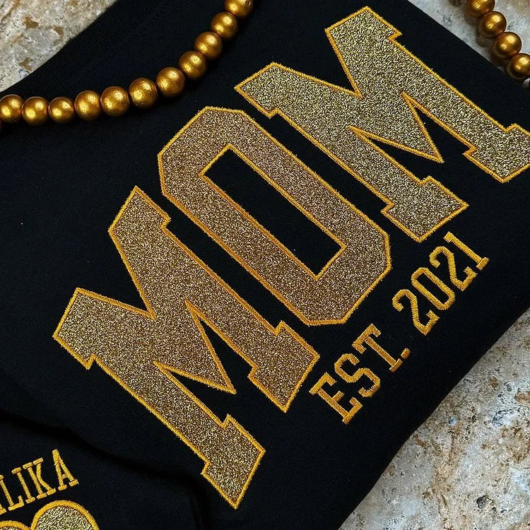 Custom Embroidered Glitter Vinyl MAMA Sweatshirt