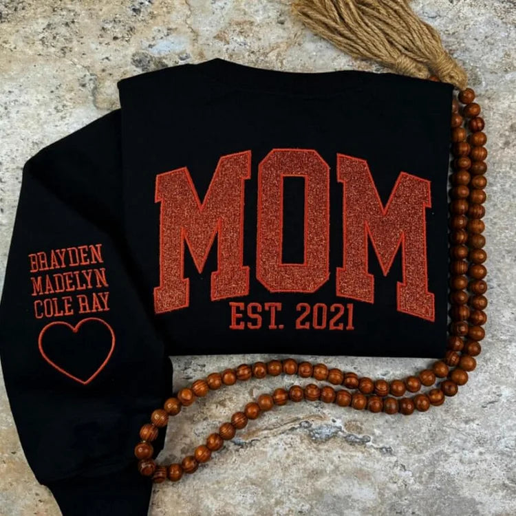 Custom Embroidered Glitter Vinyl MAMA Sweatshirt