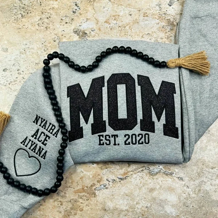 Custom Embroidered Glitter Vinyl MAMA Sweatshirt