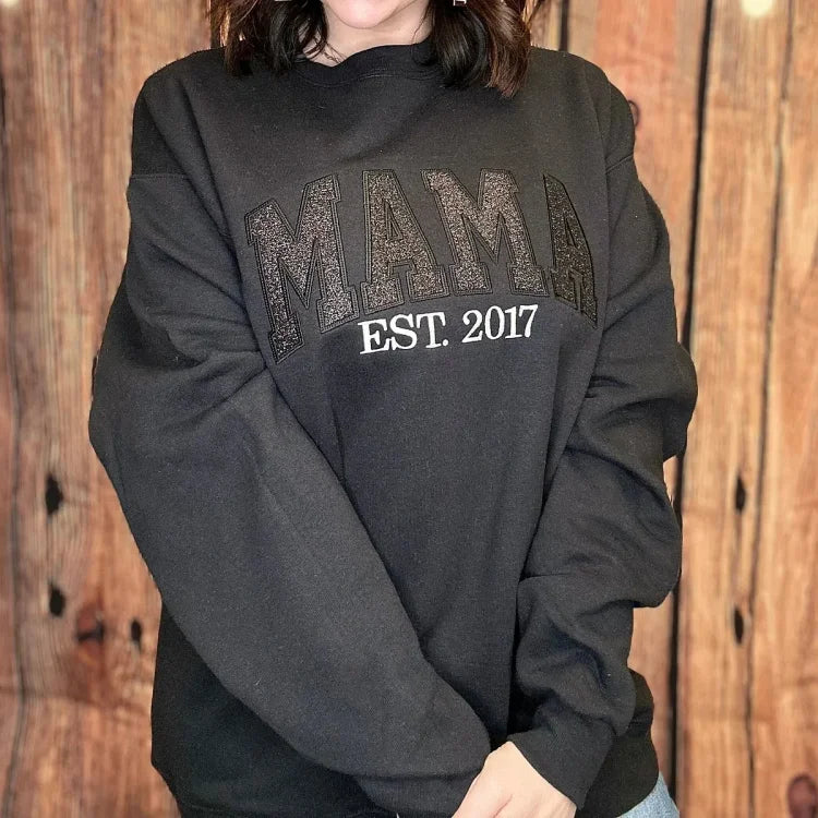 Custom Embroidered Glitter Vinyl MAMA Sweatshirt