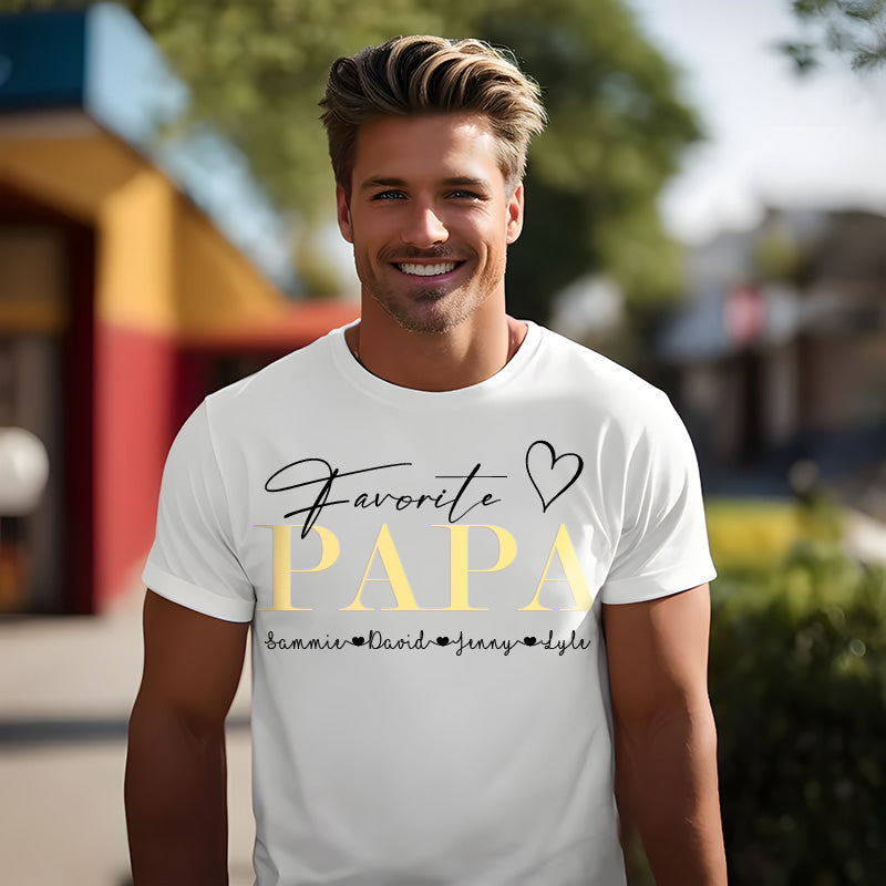 "Favorite PAPA" Personalized with Children's Names T-Shirt Gift, Cool Dad Sweatshirt