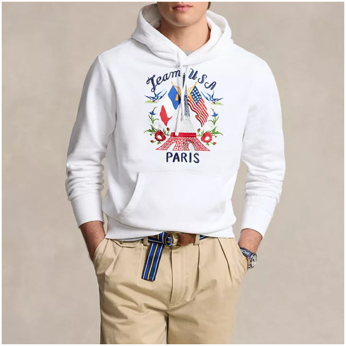 Unisex Team USA Embroidered Fleece Hoodie