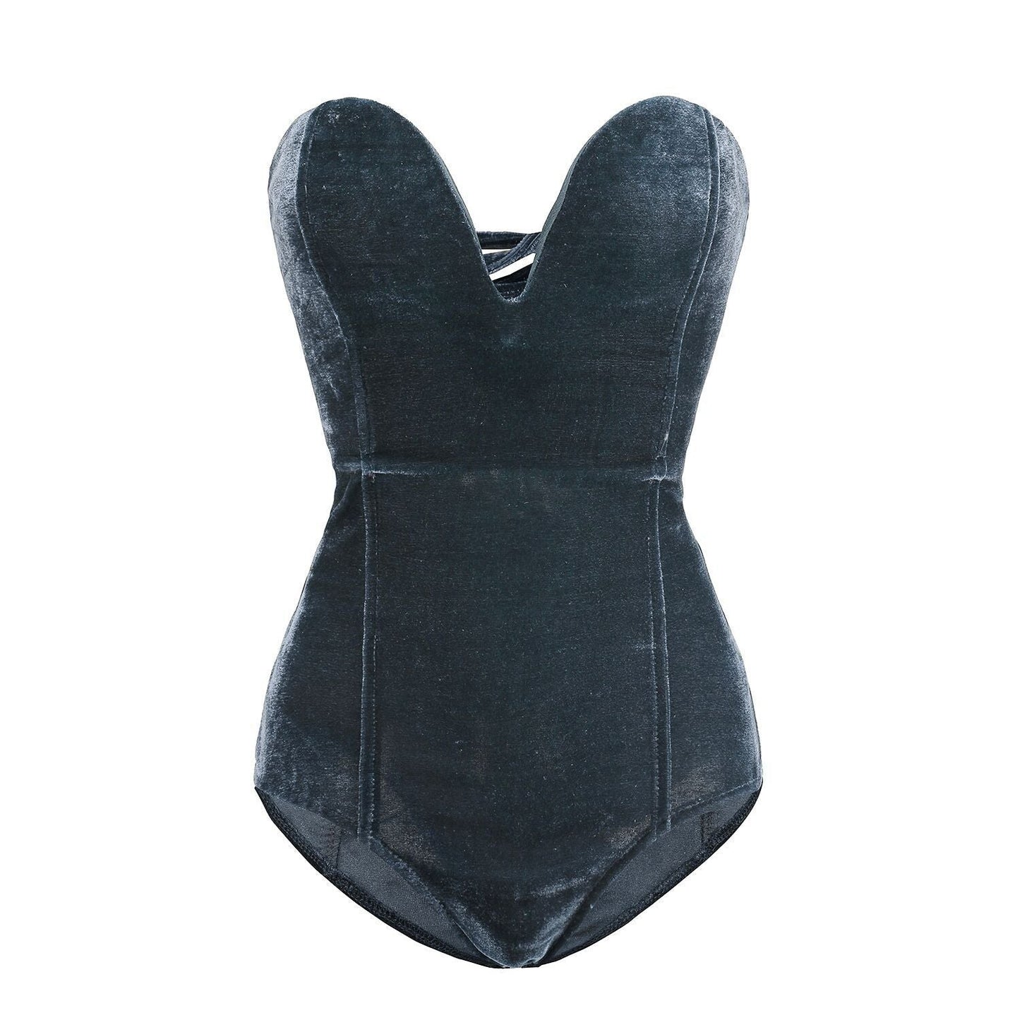 Tube Top Velvet Bodysuit Leotard Corset Back