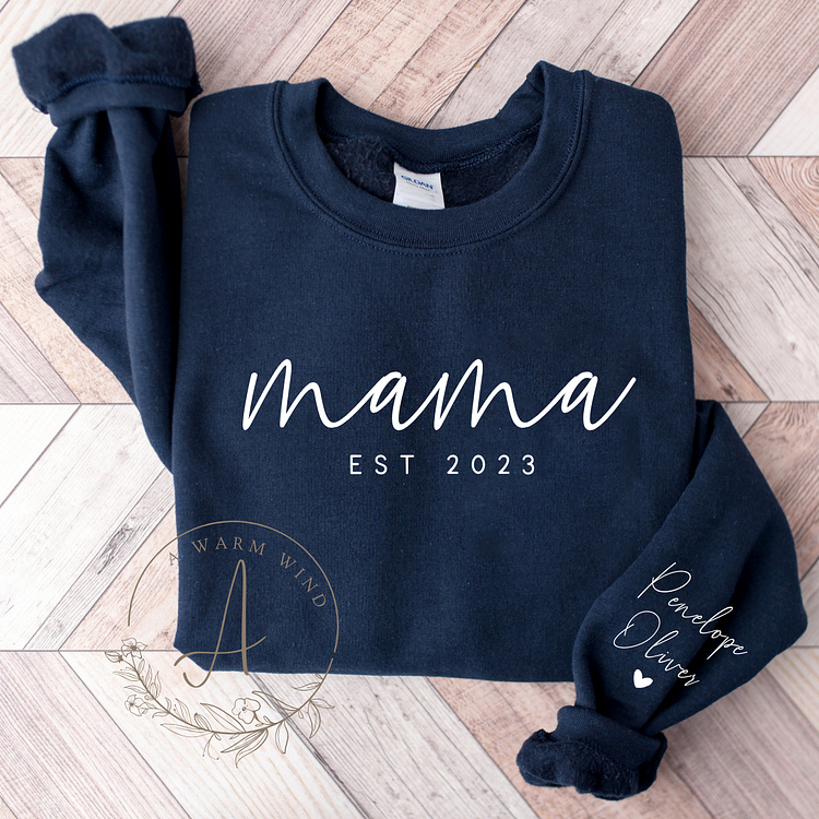 Customize Mama Sweatshirt with Kid's Name, Mom's Passion-Personalized Gift for Mom