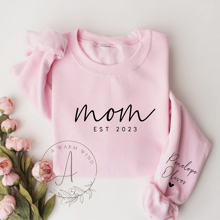 Customize Mama Sweatshirt with Kid's Name, Mom's Passion-Personalized Gift for Mom