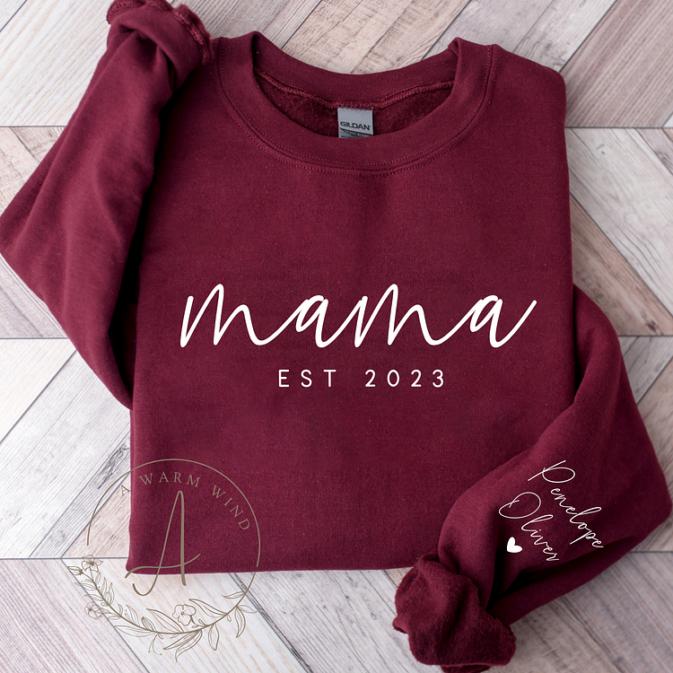 Customize Mama Sweatshirt with Kid's Name, Mom's Passion-Personalized Gift for Mom