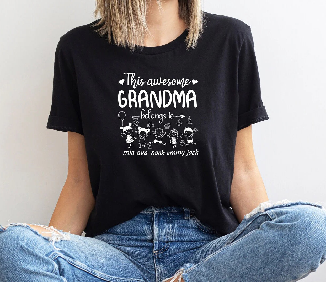 Mothers Day Gift, Grandma Shirt, Personalized Names Tee