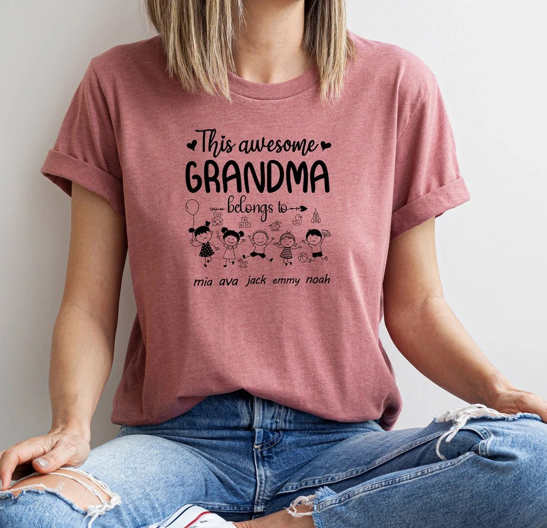 Mothers Day Gift, Grandma Shirt, Personalized Names Tee