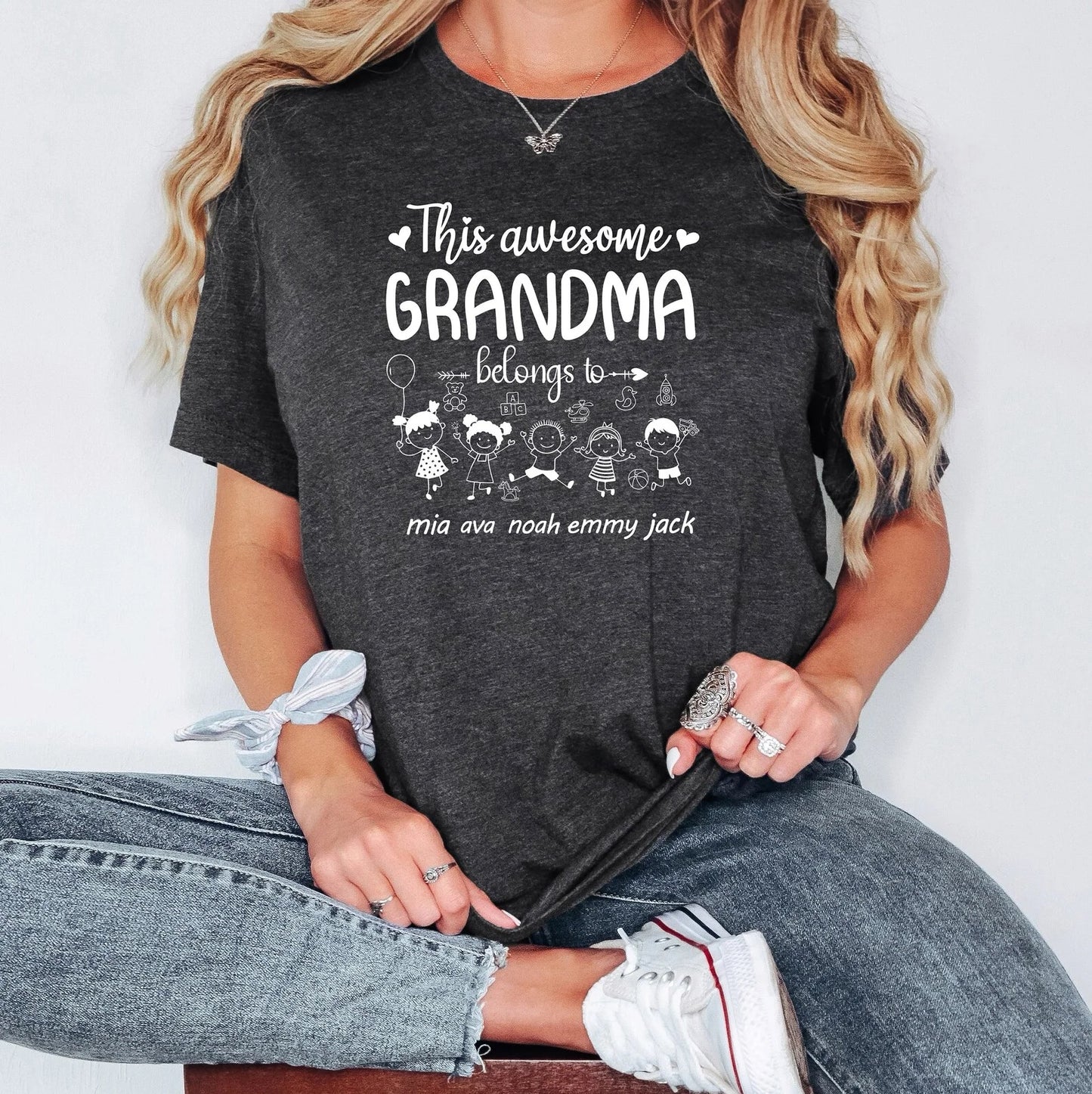 Mothers Day Gift, Grandma Shirt, Personalized Names Tee