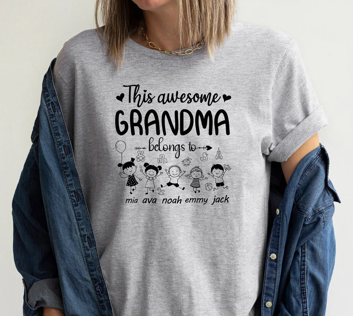 Mothers Day Gift, Grandma Shirt, Personalized Names Tee