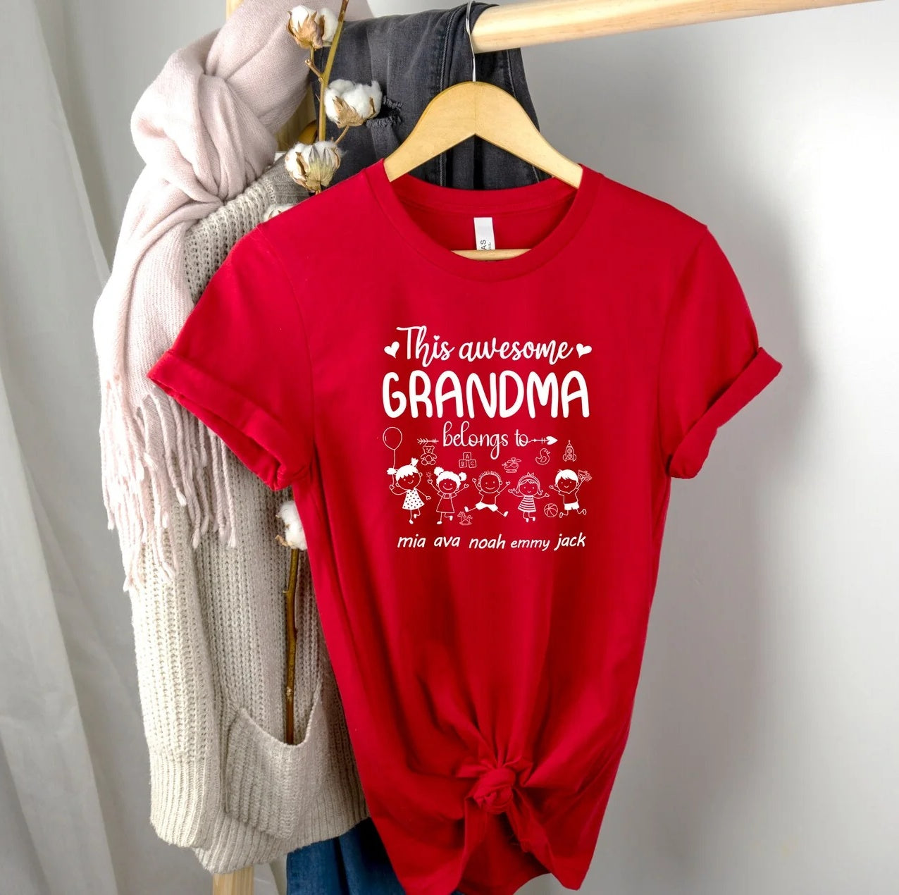 Mothers Day Gift, Grandma Shirt, Personalized Names Tee