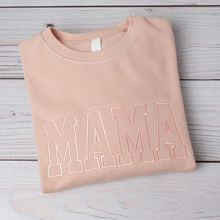 Personalized Embroidered Mama Sweatshirt With Kids Names On Sleeve