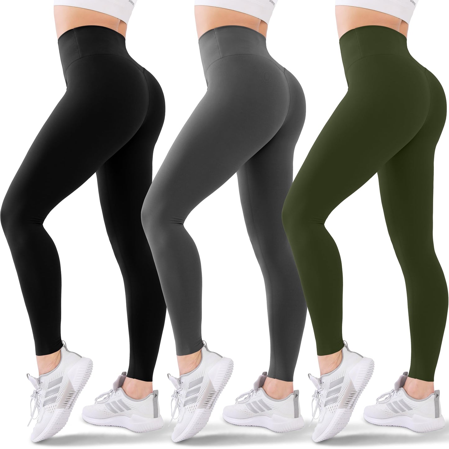 Blisset 3 Pack Leggings for Women Butt Lift - High Waisted Yoga Pants, Workout Running Leggings