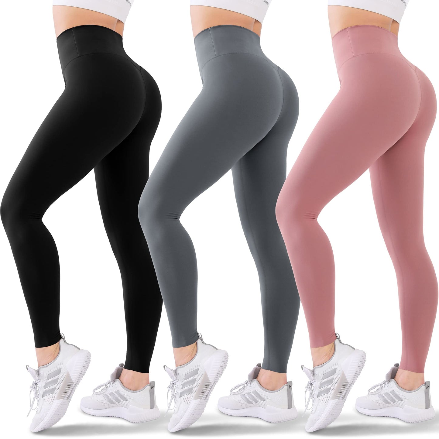 Blisset 3 Pack Leggings for Women Butt Lift - High Waisted Yoga Pants, Workout Running Leggings