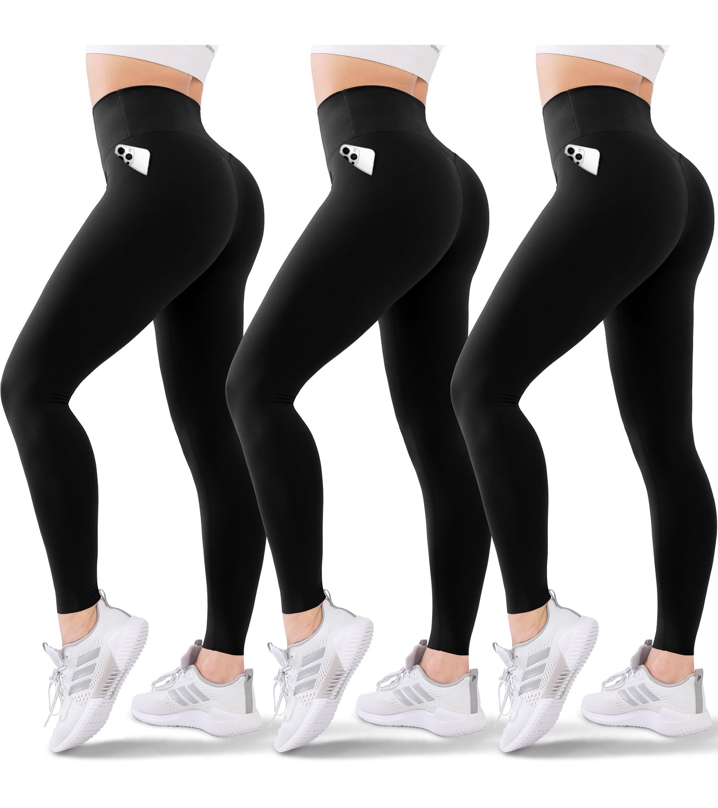 Blisset 3 Pack Leggings for Women Butt Lift - High Waisted Yoga Pants, Workout Running Leggings