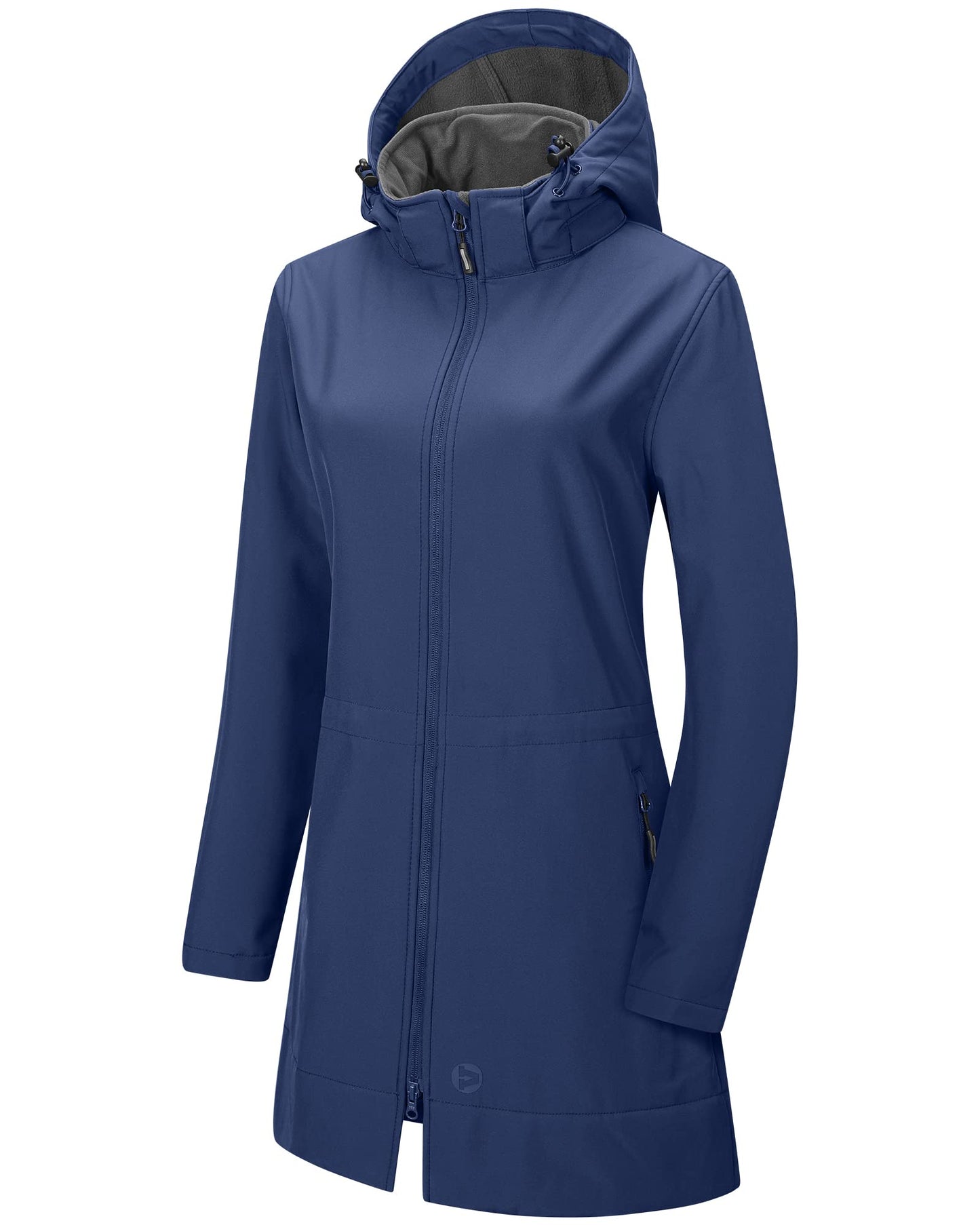 Outdoor Ventures Women's Softshell Jacket with Removable Hood Fleece Lined Windbreaker Insulated Long Warm Rain Jacket