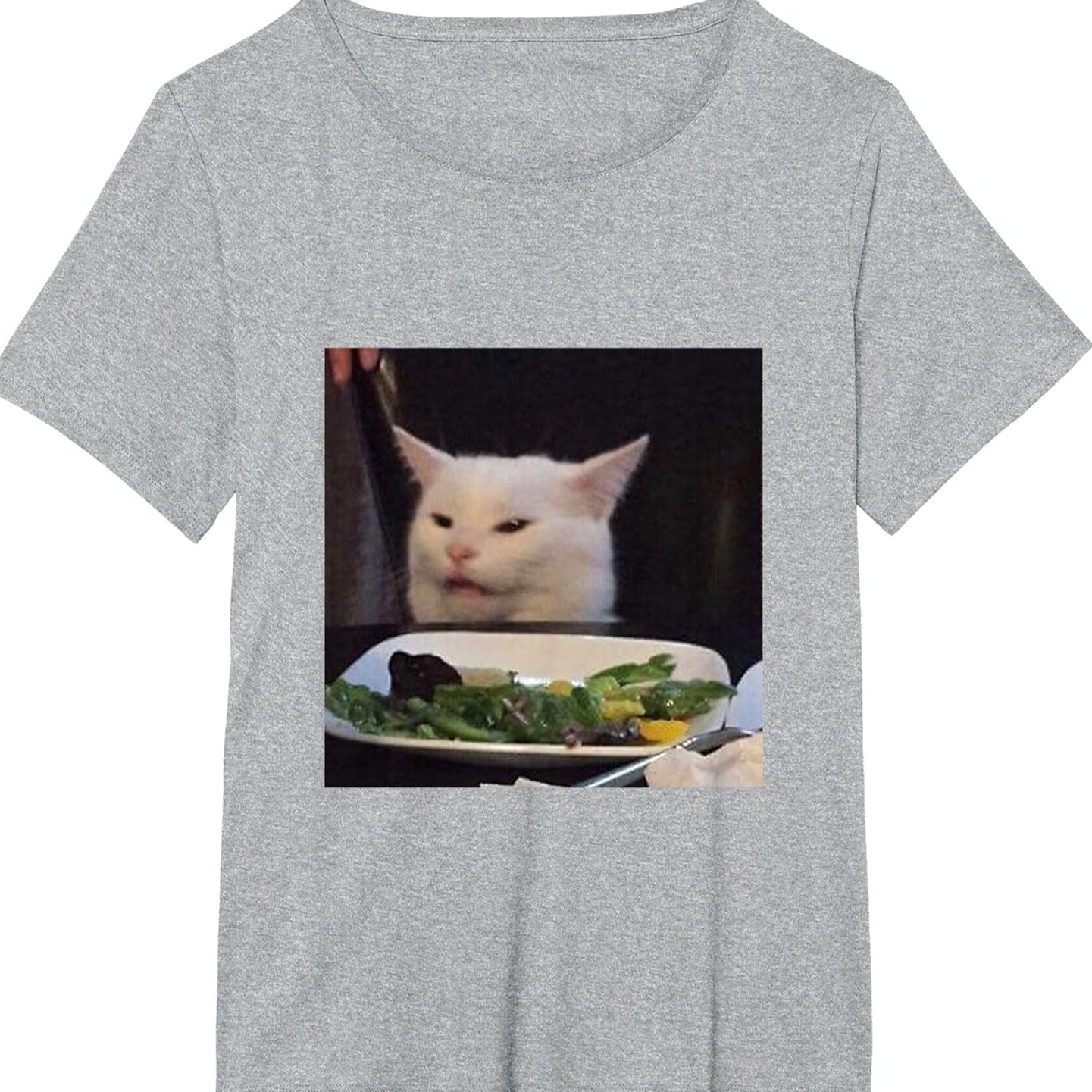 Dinner Table Cat Meme Funny Internet Yelling Confused Gift T-Shirt