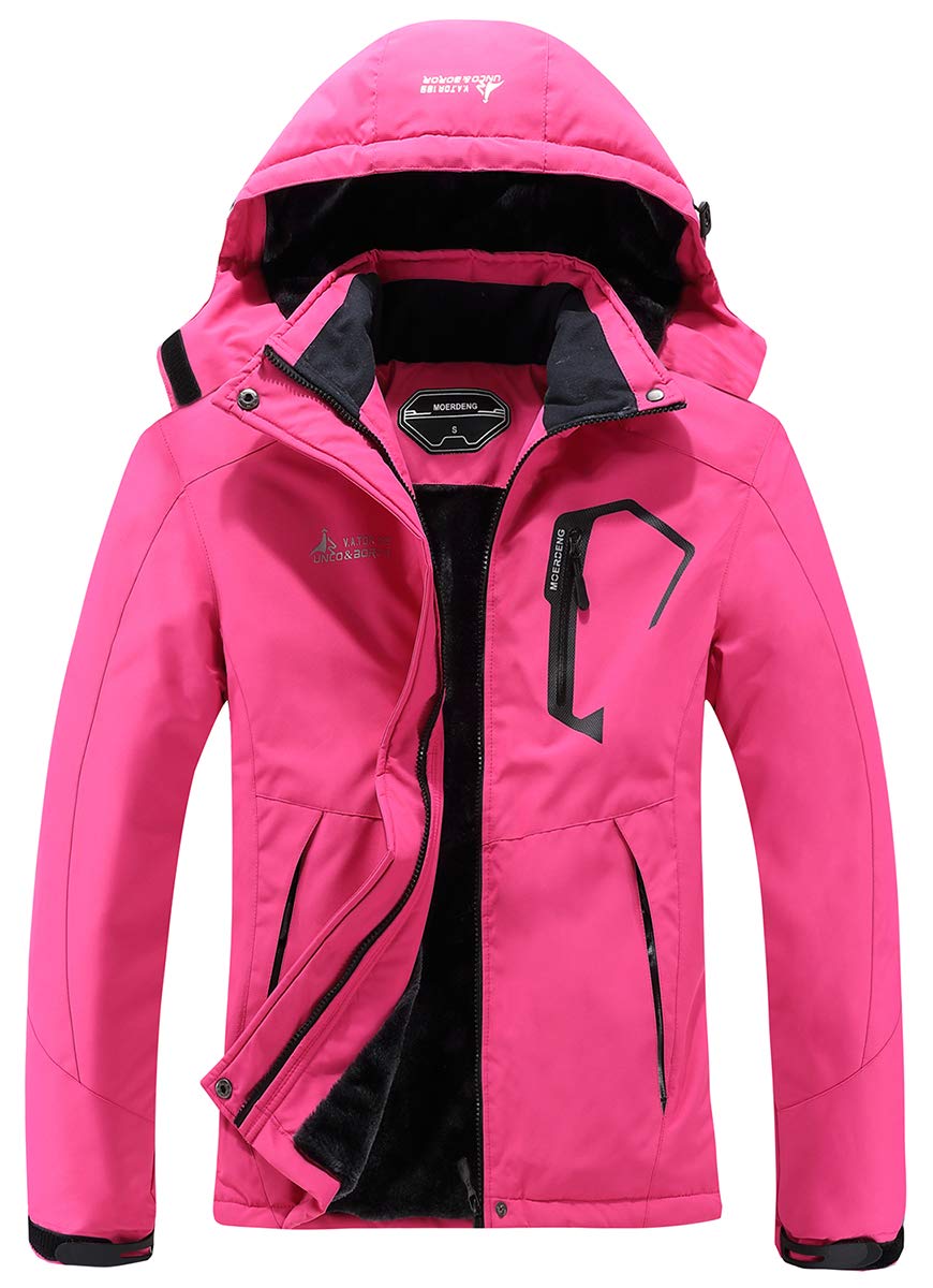 Women's Waterproof Ski Jacket, Warm Winter Snow Coat, Mountain Windbreaker Hooded Raincoat Jacket