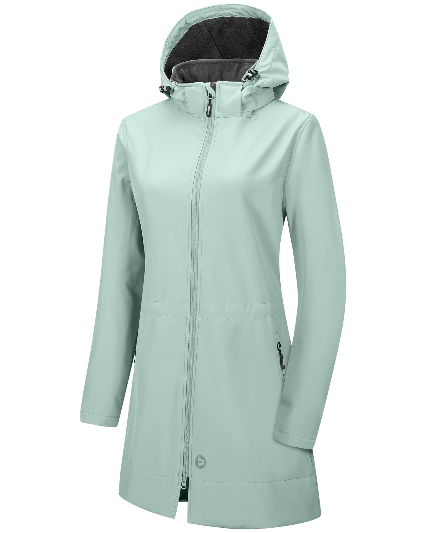 Outdoor Ventures Women's Softshell Jacket with Removable Hood Fleece Lined Windbreaker Insulated Long Warm Rain Jacket