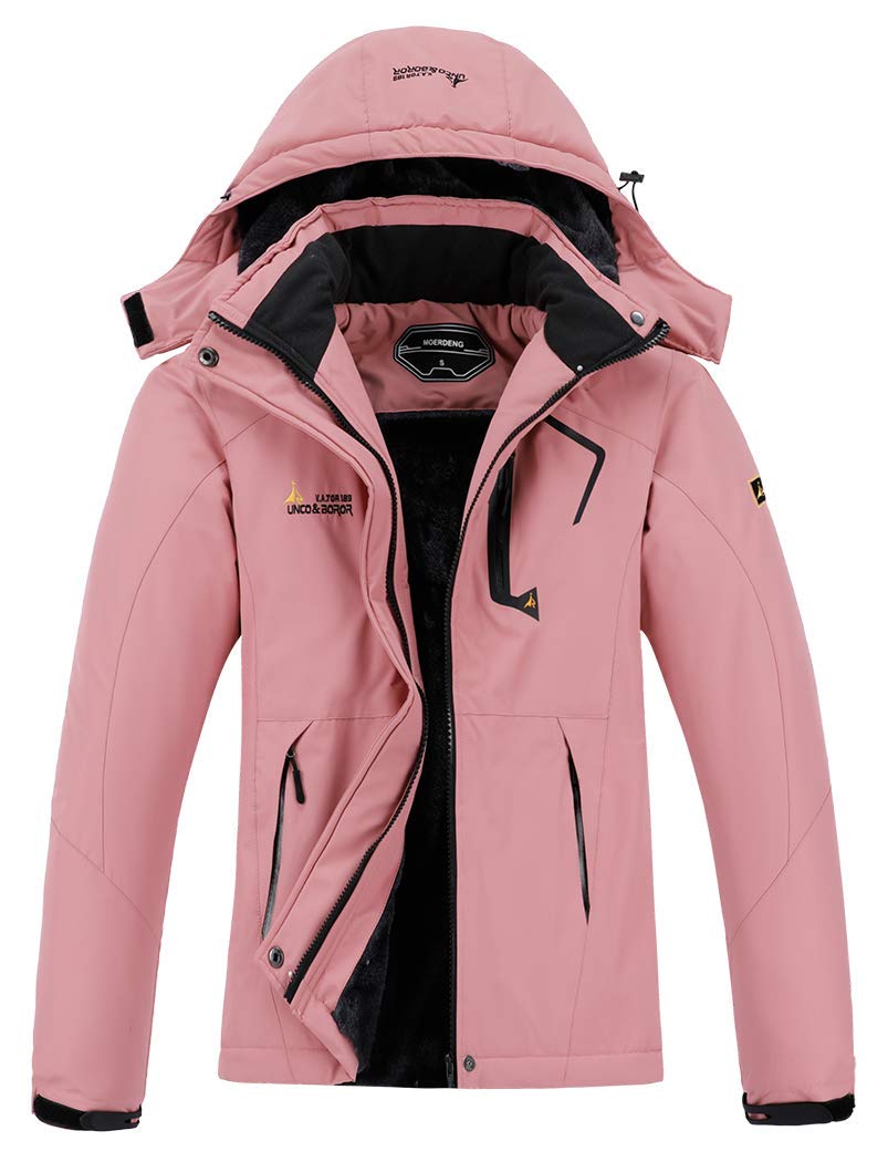 Women's Waterproof Ski Jacket, Warm Winter Snow Coat, Mountain Windbreaker Hooded Raincoat Jacket