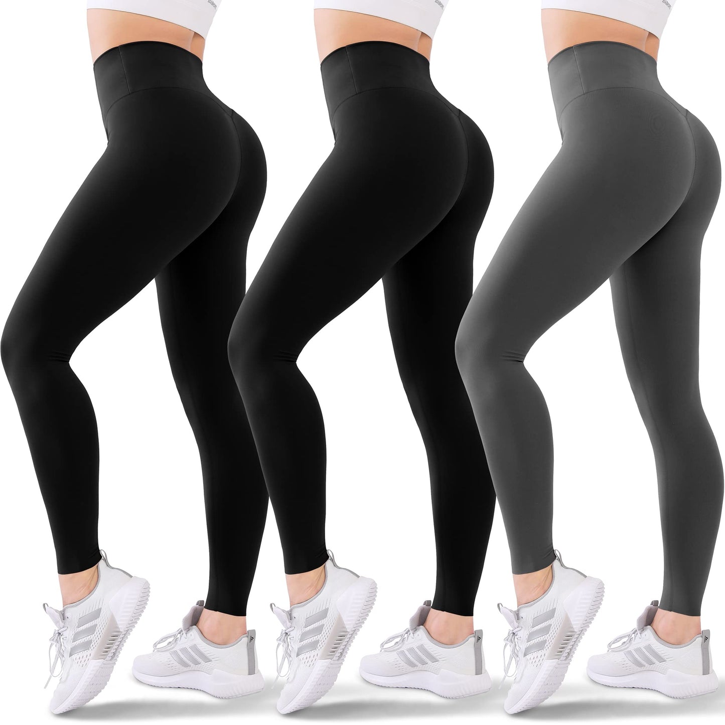 Blisset 3 Pack Leggings for Women Butt Lift - High Waisted Yoga Pants, Workout Running Leggings