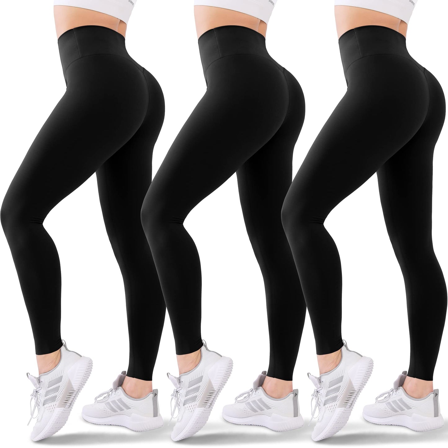 Blisset 3 Pack Leggings for Women Butt Lift - High Waisted Yoga Pants, Workout Running Leggings