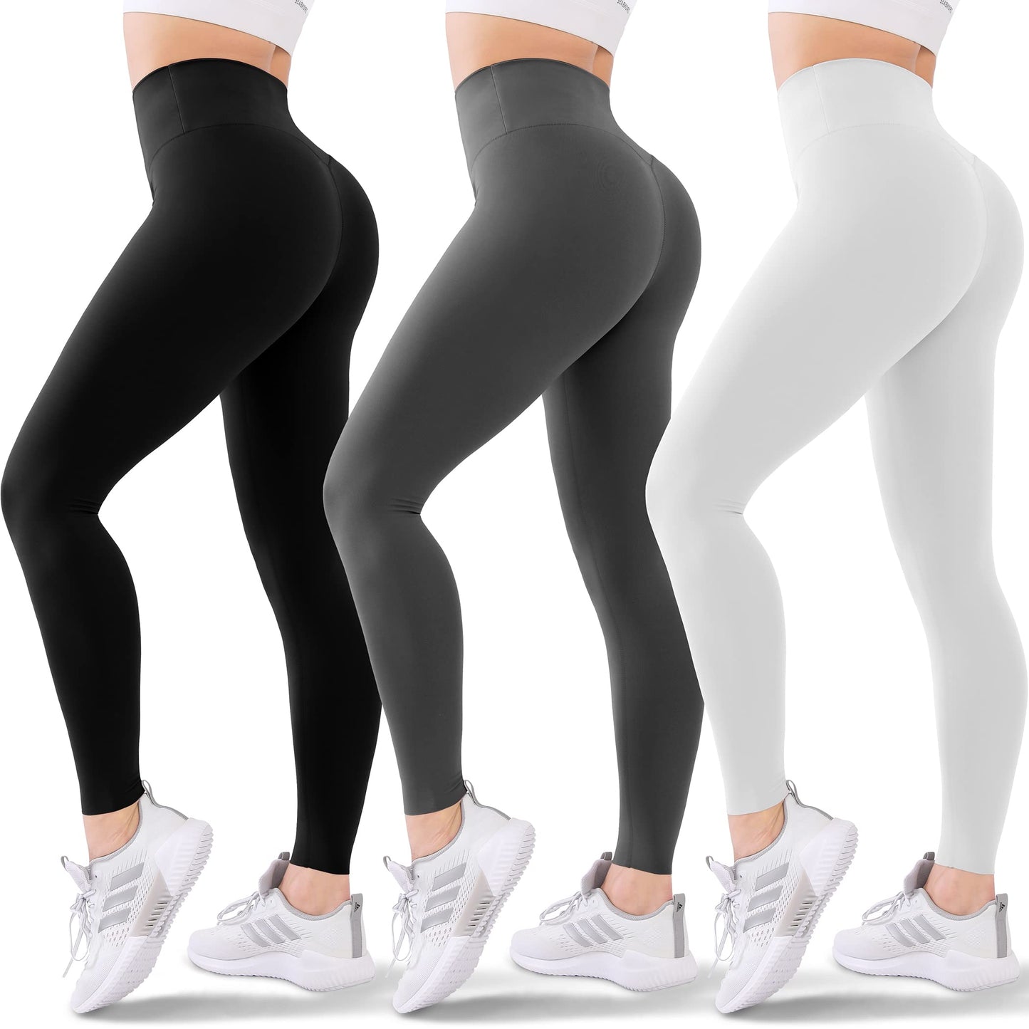 Blisset 3 Pack Leggings for Women Butt Lift - High Waisted Yoga Pants, Workout Running Leggings