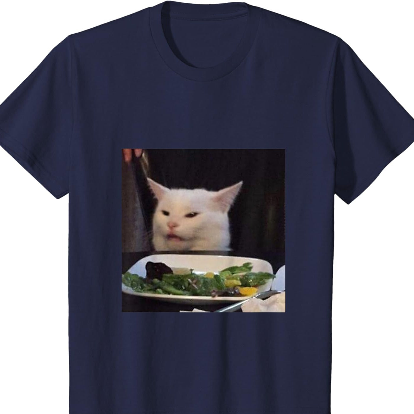 Dinner Table Cat Meme Funny Internet Yelling Confused Gift T-Shirt