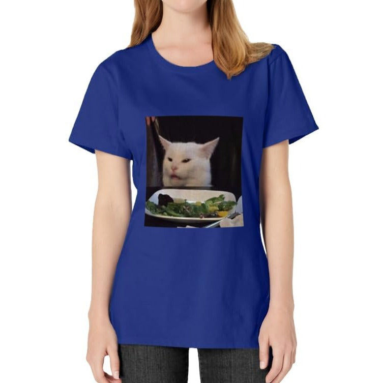 Dinner Table Cat Meme Funny Internet Yelling Confused Gift T-Shirt