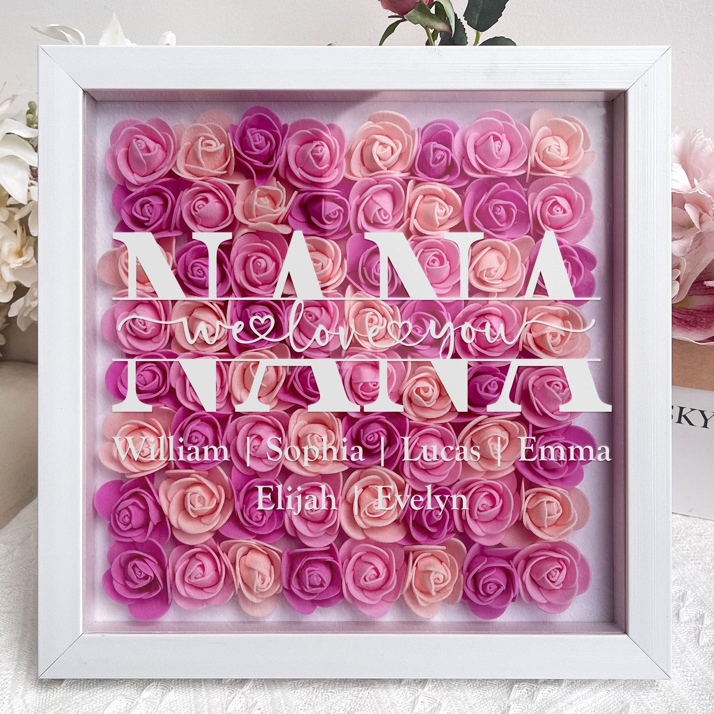 Personalized Mom Flower Shadow Box With Name