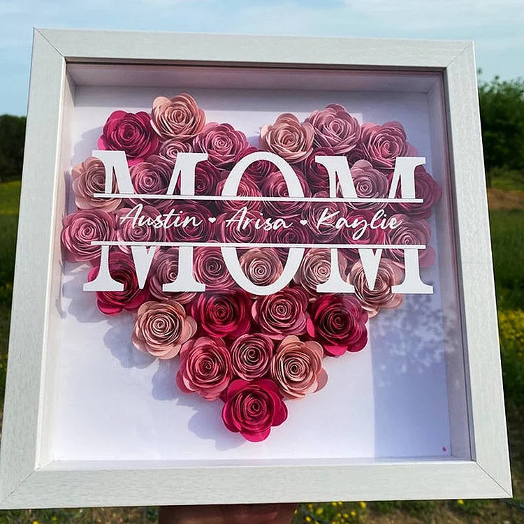 Personalized Mom Flower Shadow Box With Name