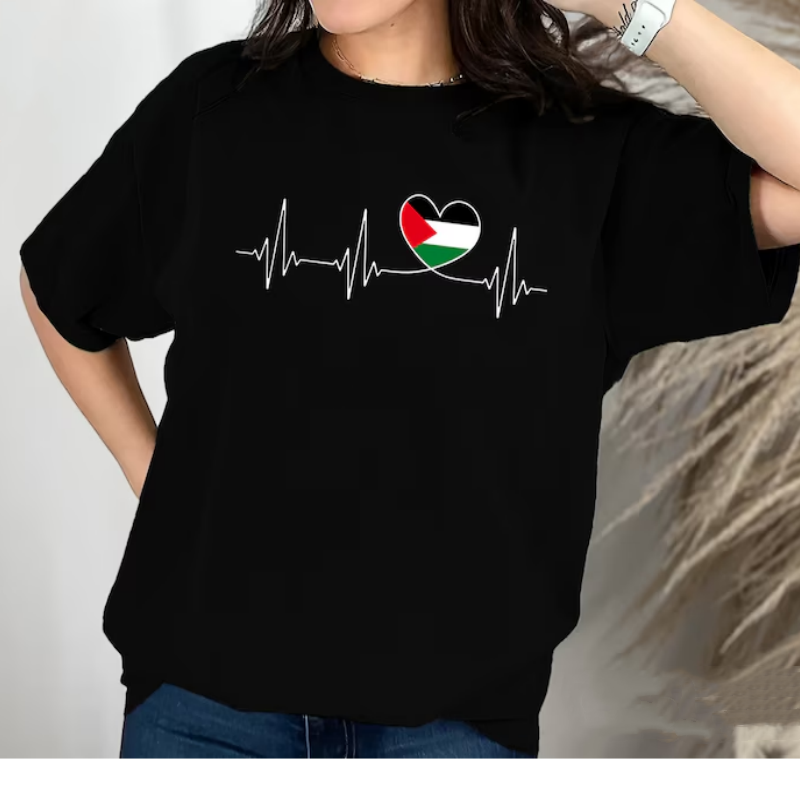 Free Palestine Heartbeat Flag Shirt