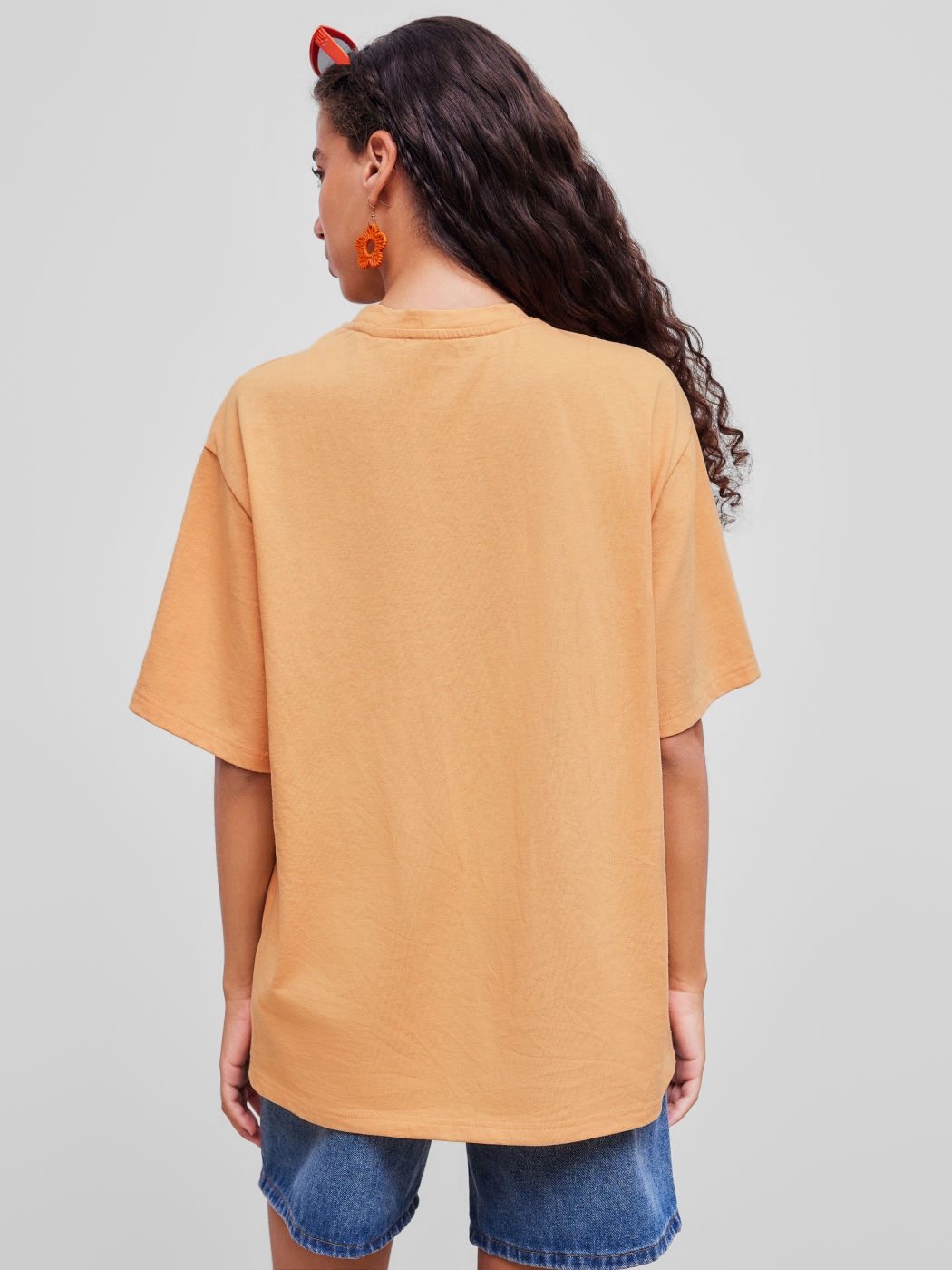 100% Cotton Sunshine Round Neckline Graphic Short Sleeve Oversized Tee