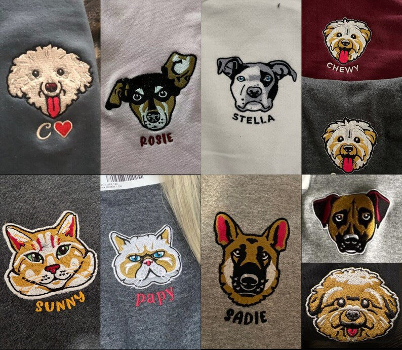 Custom Embroidered Pet Sweatshirt | Personalized Pet Embroidery Jumper From Photo