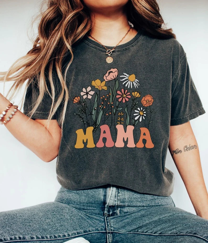 Retro Mama Shirt, Wildflowers Mama Shirt