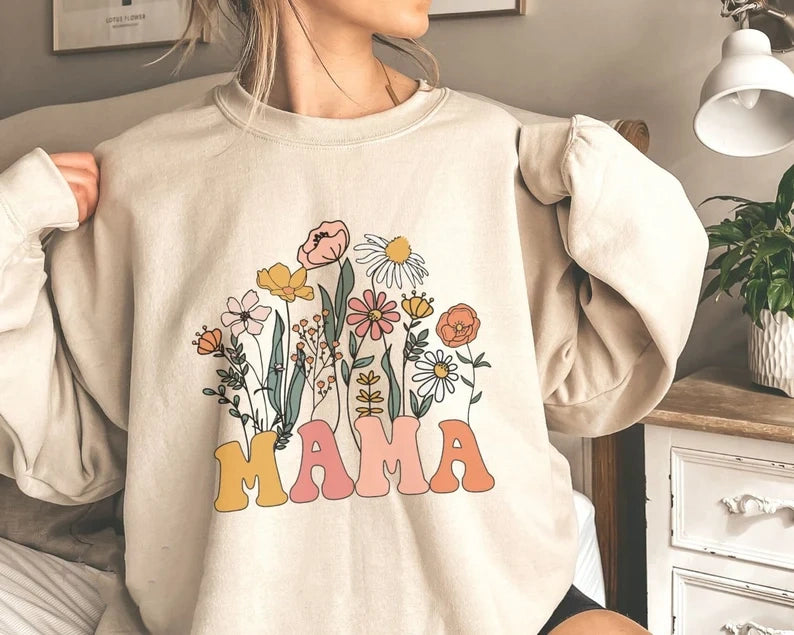 Retro Mama Shirt, Wildflowers Mama Shirt