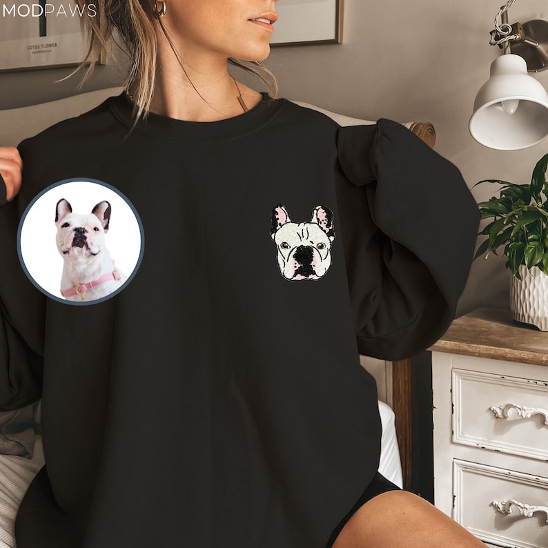 Custom EMBROIDERED Pet Sweater Using Pet Photo + Name