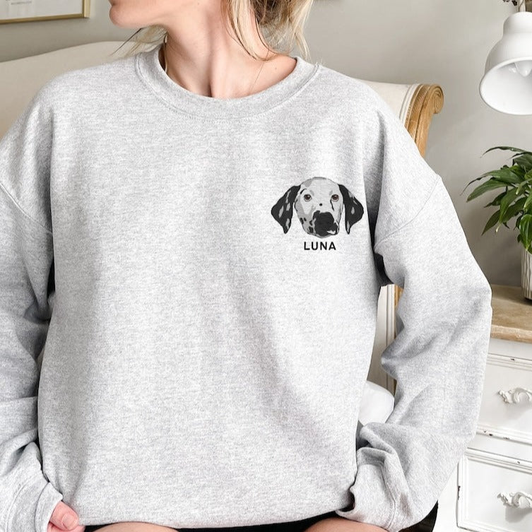 Custom EMBROIDERED Pet Sweater Using Pet Photo + Name