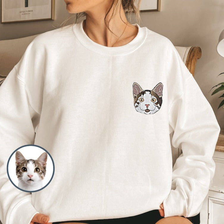 Custom EMBROIDERED Pet Sweater Using Pet Photo + Name