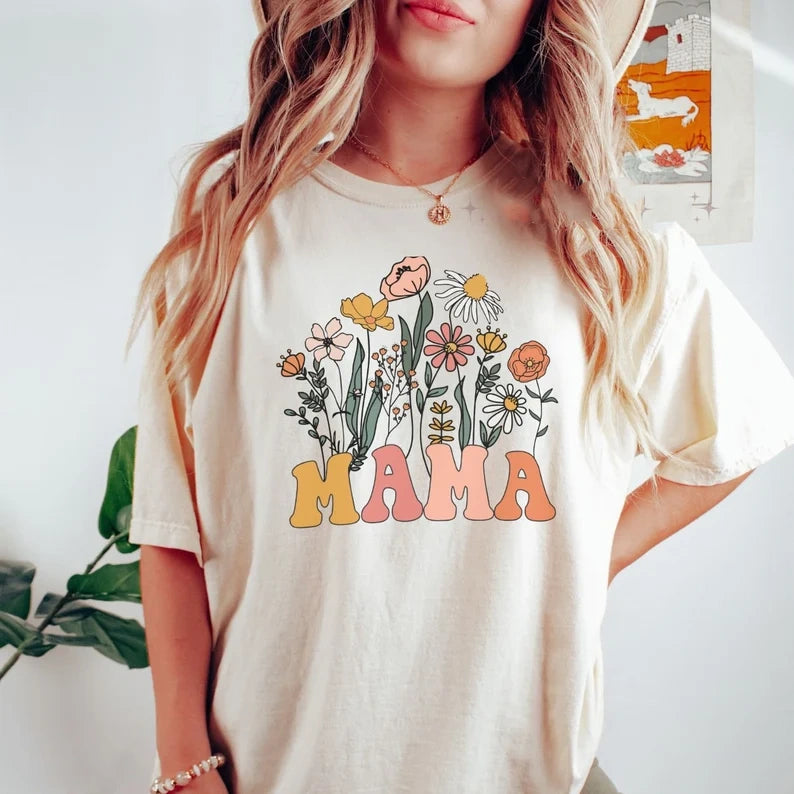 Retro Mama Shirt, Wildflowers Mama Shirt