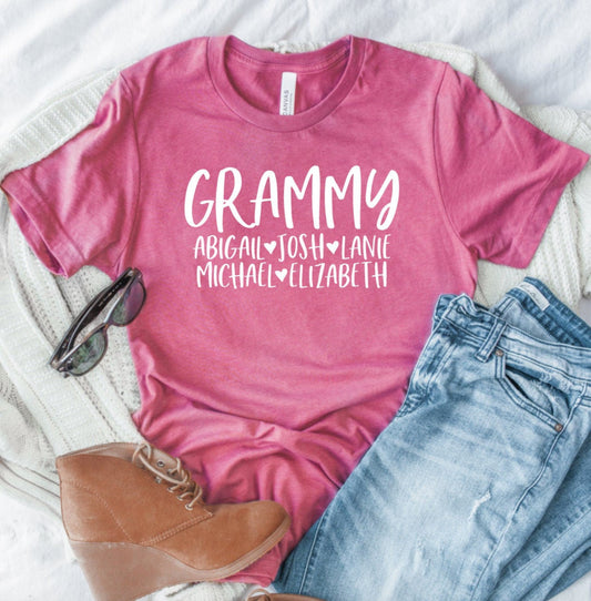 Personalized Grammy T-shirt With Grandkids Names