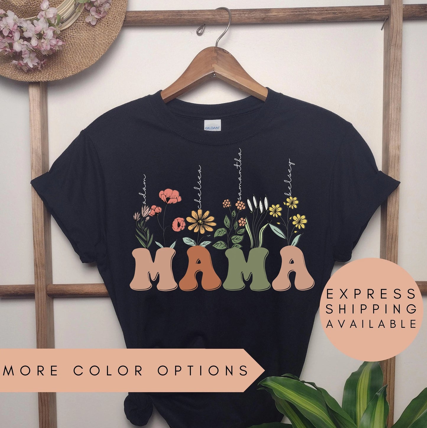 Personalized Mama Shirt With Names,Custom Mom Shirt