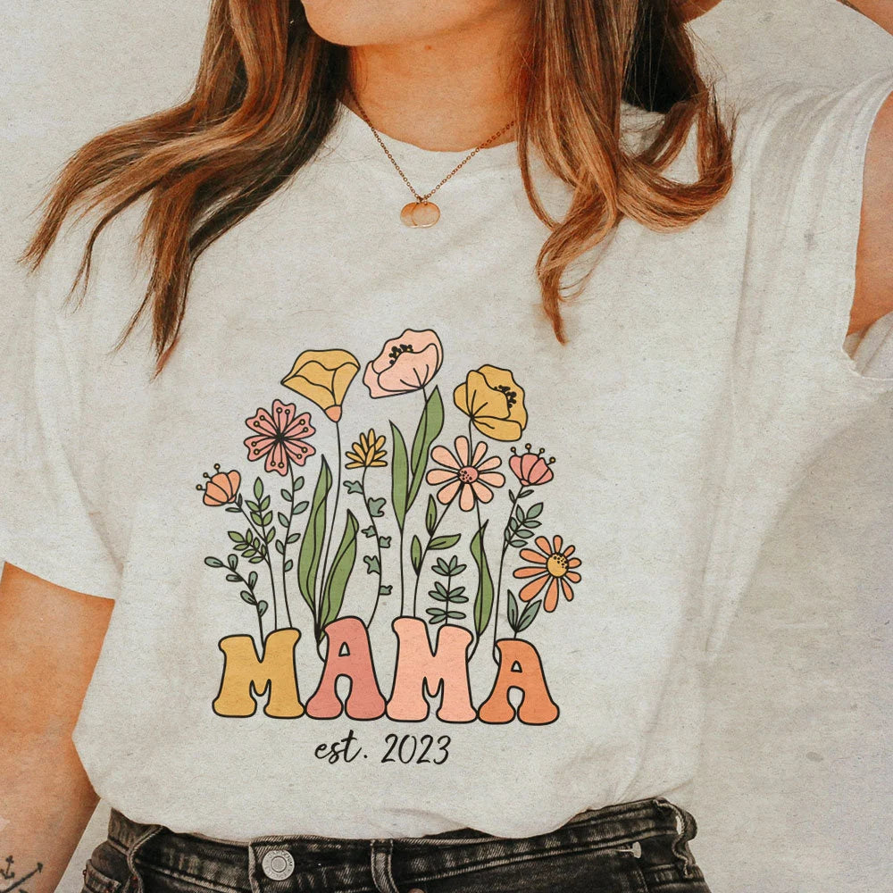 Retro Mama Shirt, Wildflowers Mama Shirt