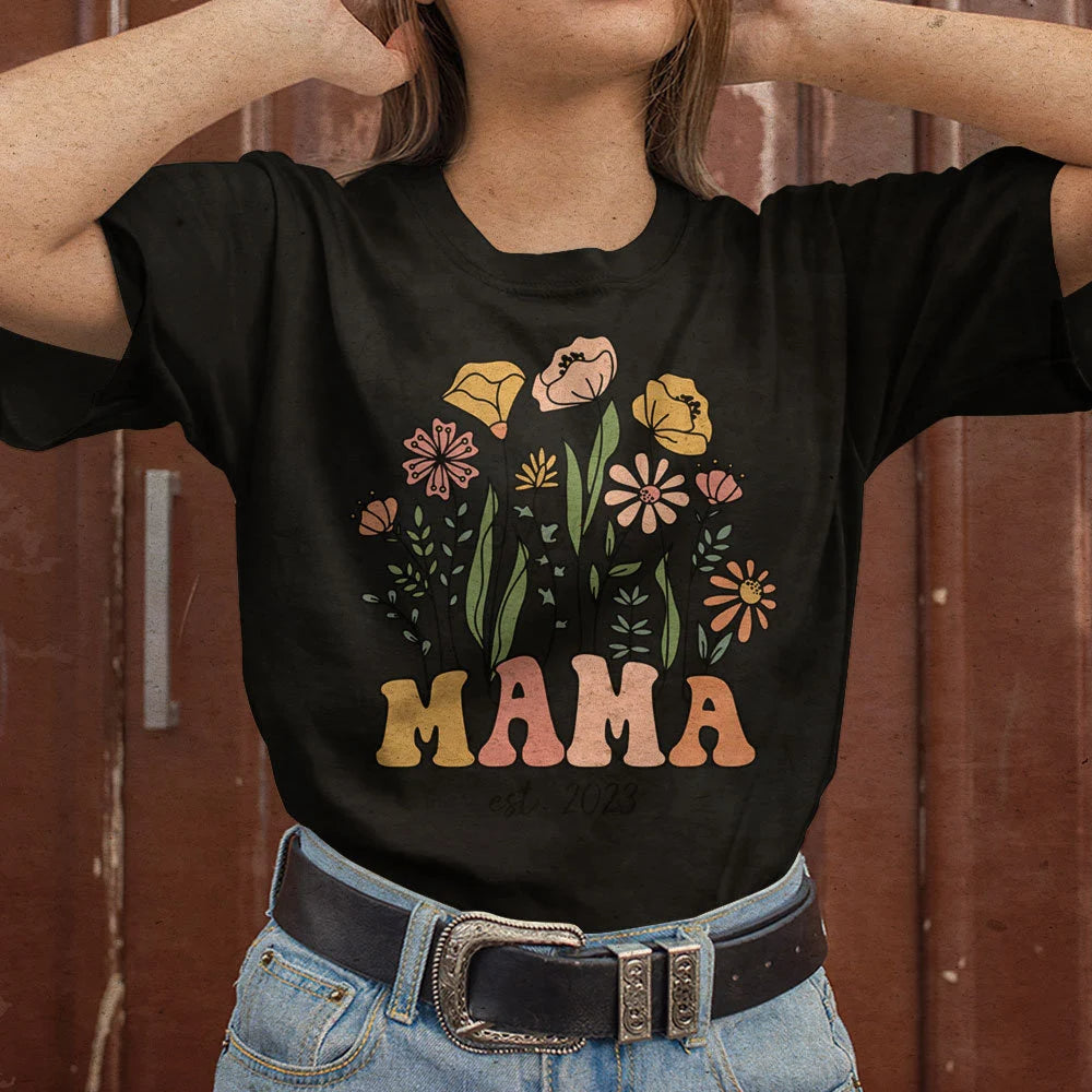 Retro Mama Shirt, Wildflowers Mama Shirt